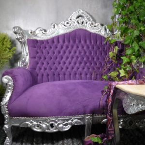 kanapa retro do salonu stylowa fioletowa ludwik barok