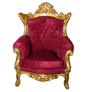 stylowy fotel ludwik barok złocony bordowa tapicerka