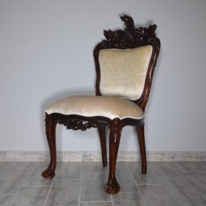 stylowe krzesło barokowe mahoniowe drewniane beżowe antyki24